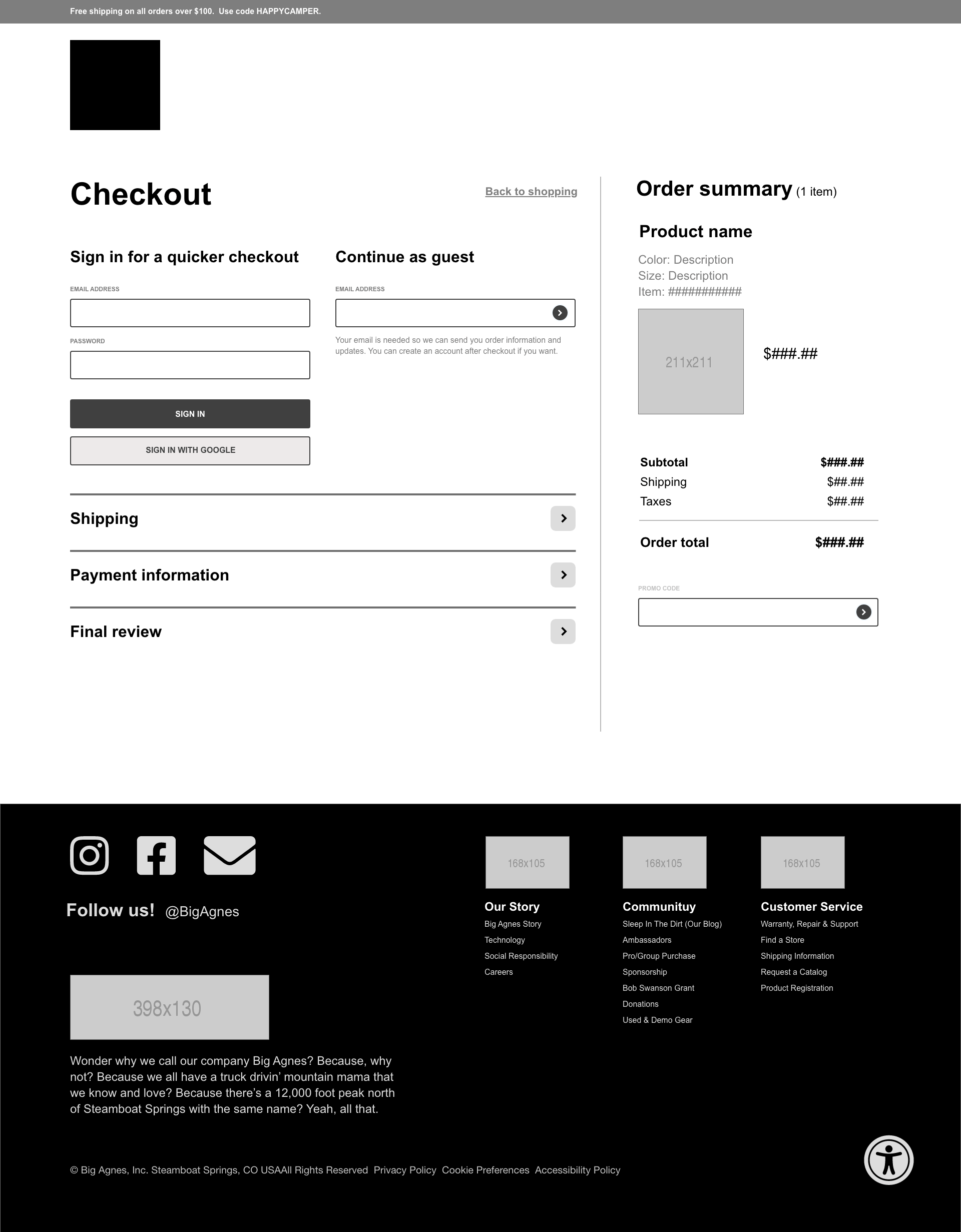 New checkout process wireframe 1