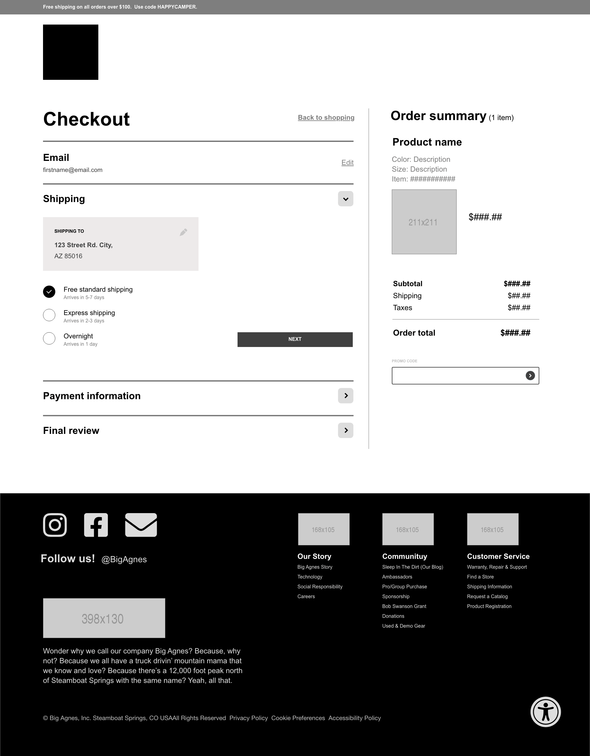 New checkout process wireframe 2