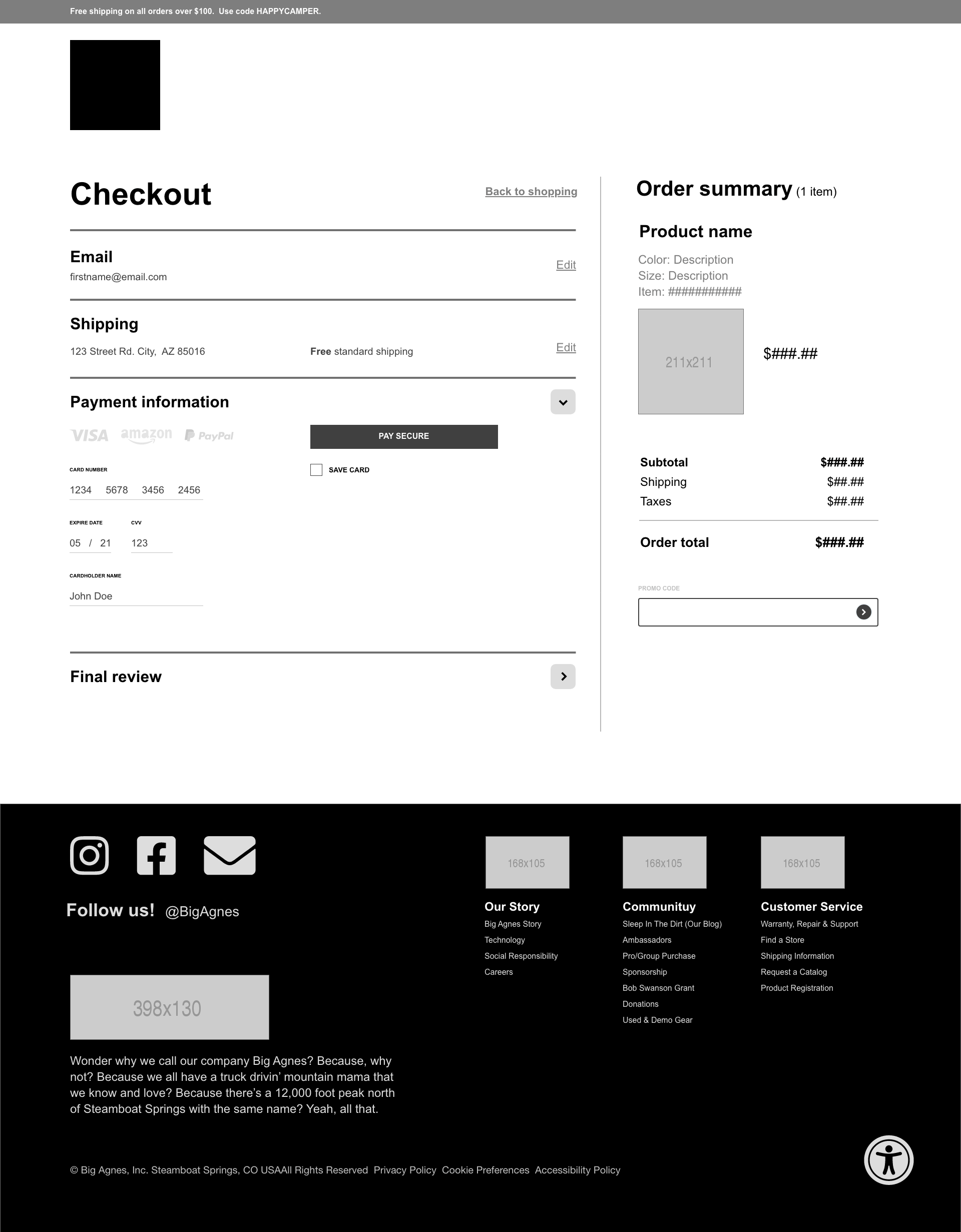 New checkout process wireframe 3